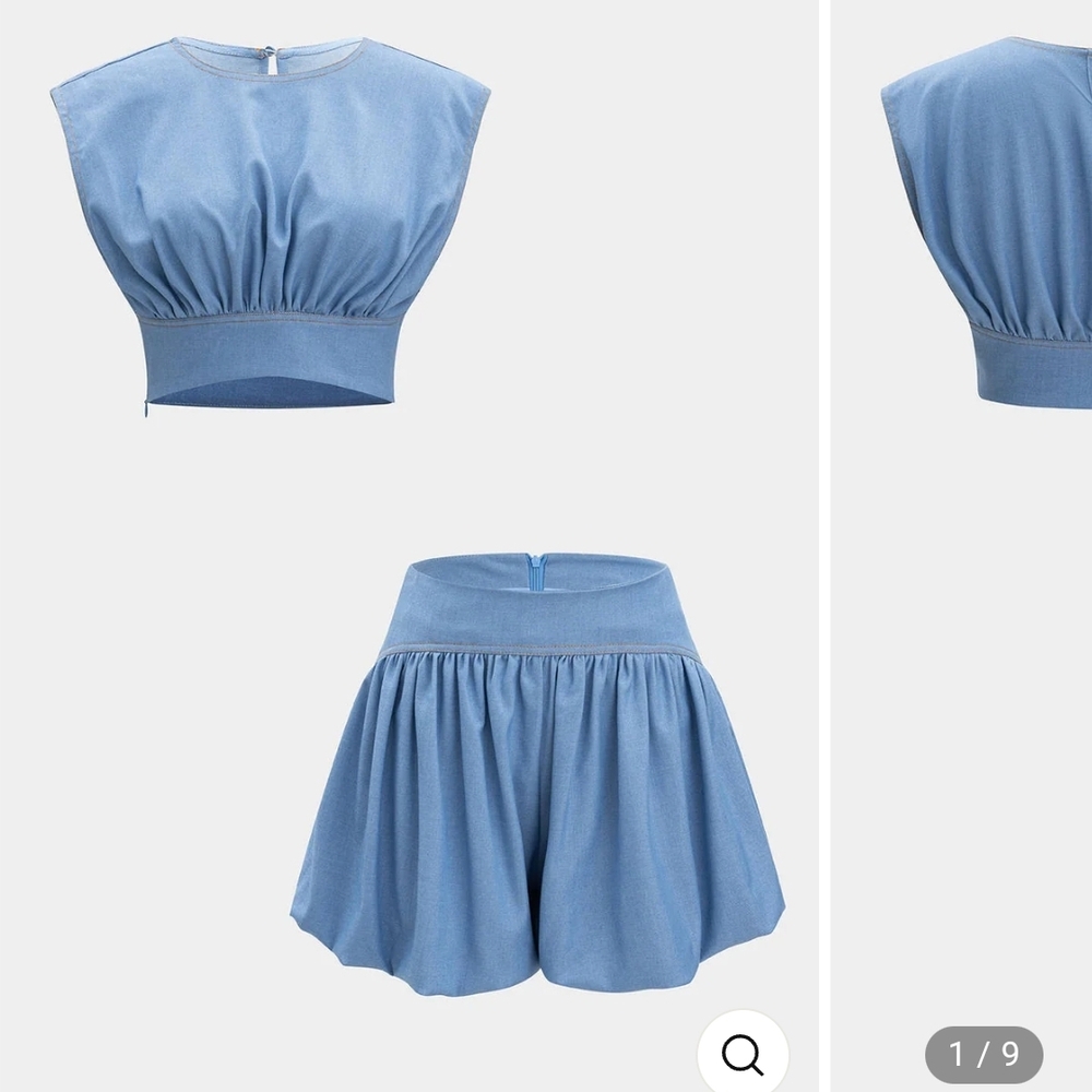 Micas NWTLight Blue Gathered Waist Shorts Skort - Women's Two-Piece Set